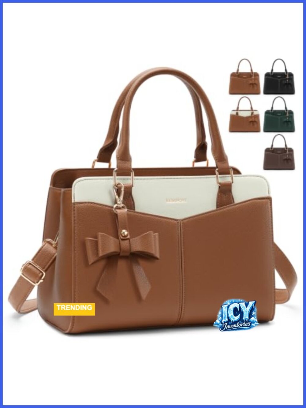 Satchel Purse Women PU Leather Work Handbag with Shoulder Strap Fits 11'' iPad
